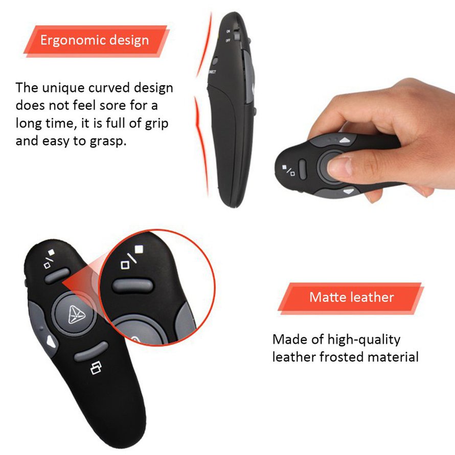 RF 2.4GHz USB Wireless Presenter Con trỏ Laser PPT Điều khiển từ xa