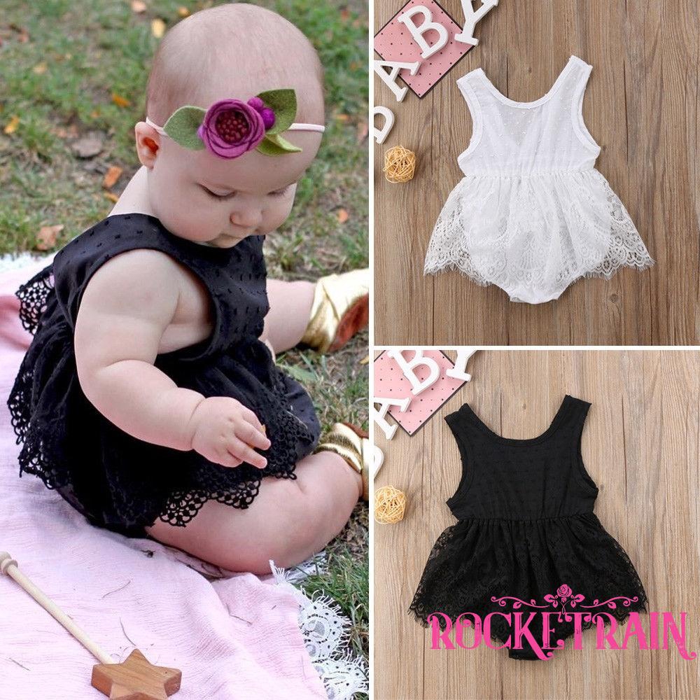 Áo váy liền thân thiết kế phối ren đặc sắc dành cho bé gái sơ sinh 0-18 tháng tuổi