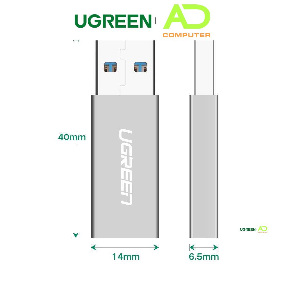 Adapter chuyển đổi USB 3.0 đực sang USB 3.1 Type C cái UGREEN US204 US276  dùng cho PC, laptop,book, điện thoại