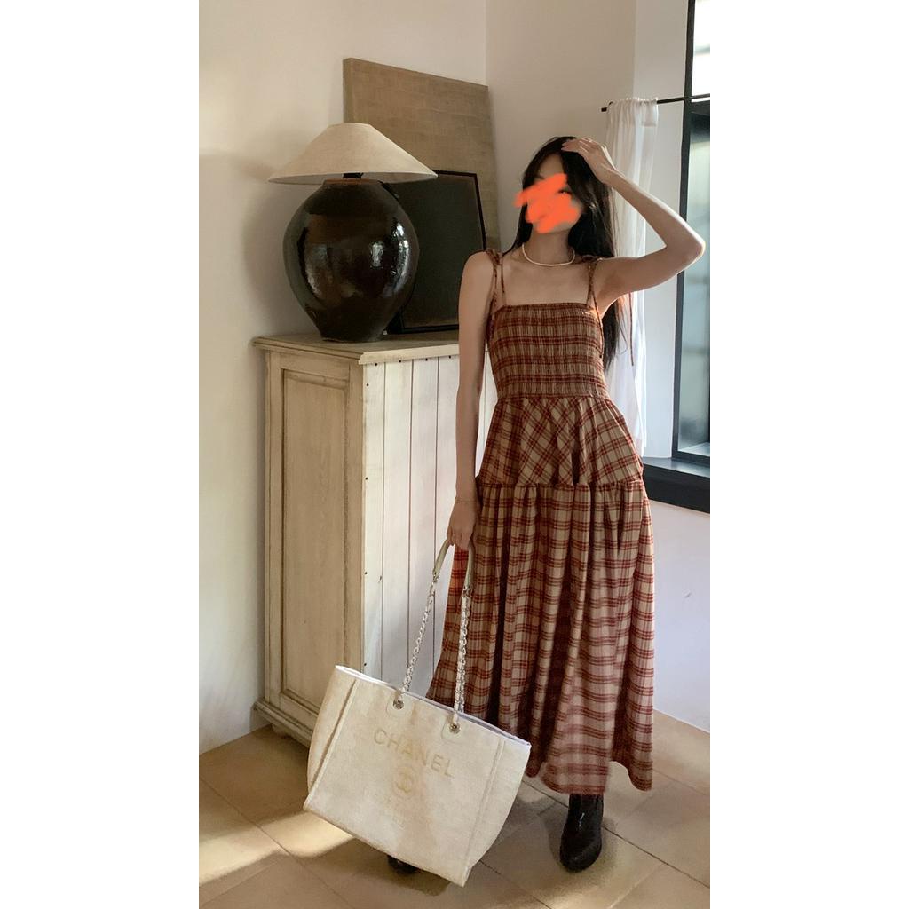 61374 Đầm Dài Hai Dây Kẻ Sọc Mùa Hè