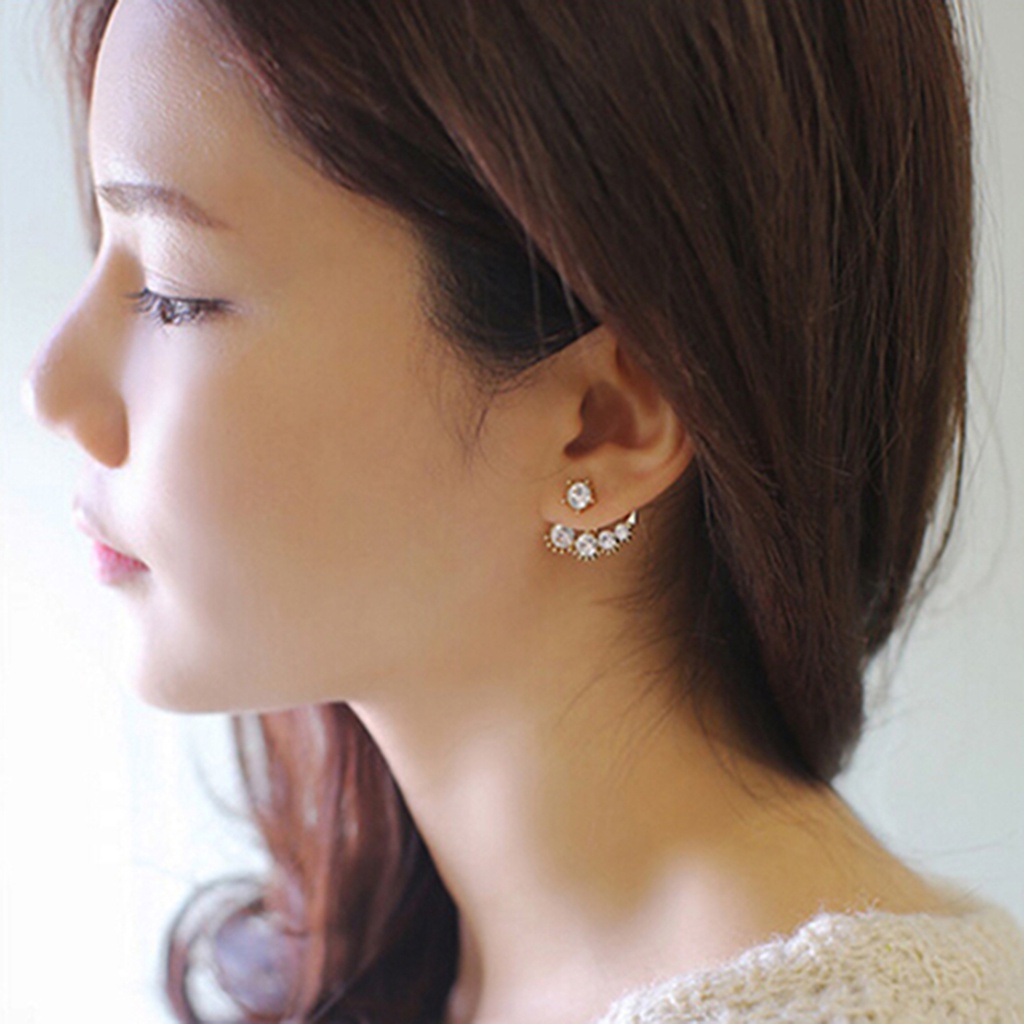 Cặp khuyên vành tai đính đá quý nhân tạo xinh xắn sang trọng dành cho nữ
