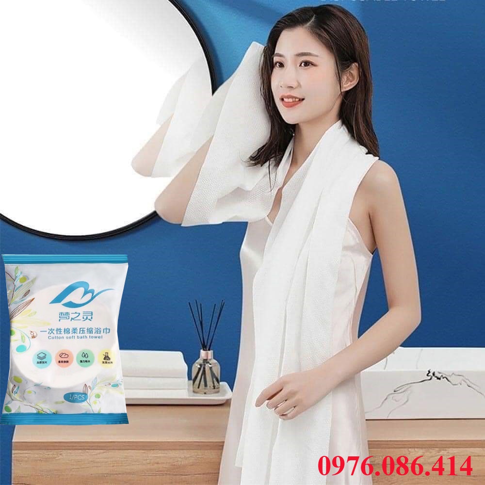 [70 x140 cm]Khăn mặt khô, khăn lau người, khăn lau đa năng dùng 1 lần dạng nén vô cùng tiện ích