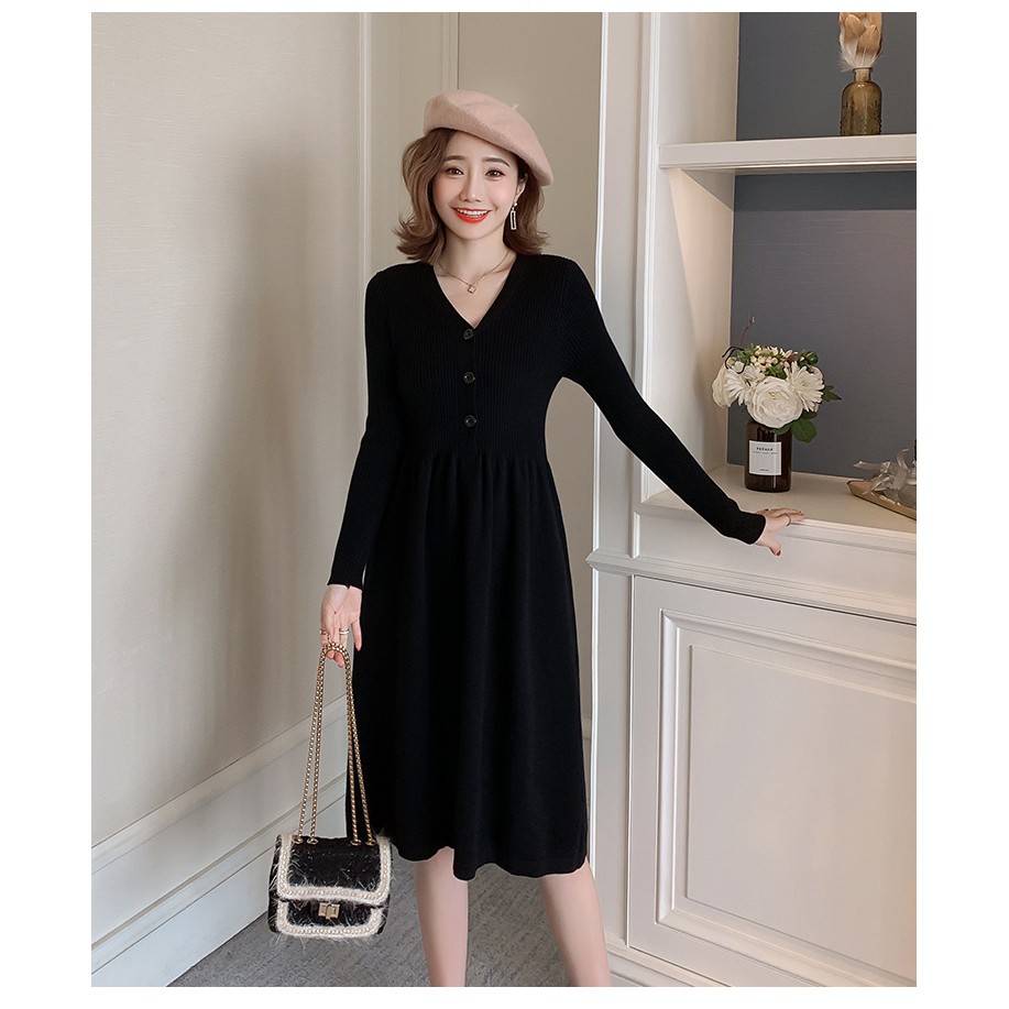 Váy Bầu Đầm Bầu LEN Cho Bé Bú Sau Sinh A1598