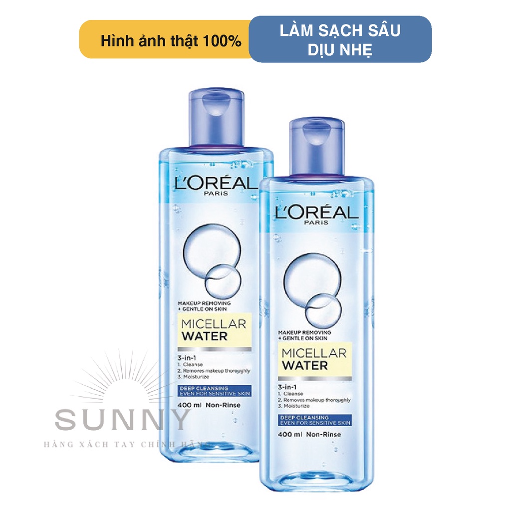 Nước tẩy trang LOREAL PARIS xanh đậm 3 In 1 400ml làm sạch sâu, cực dịu nhẹ, cho da nhạy cảm