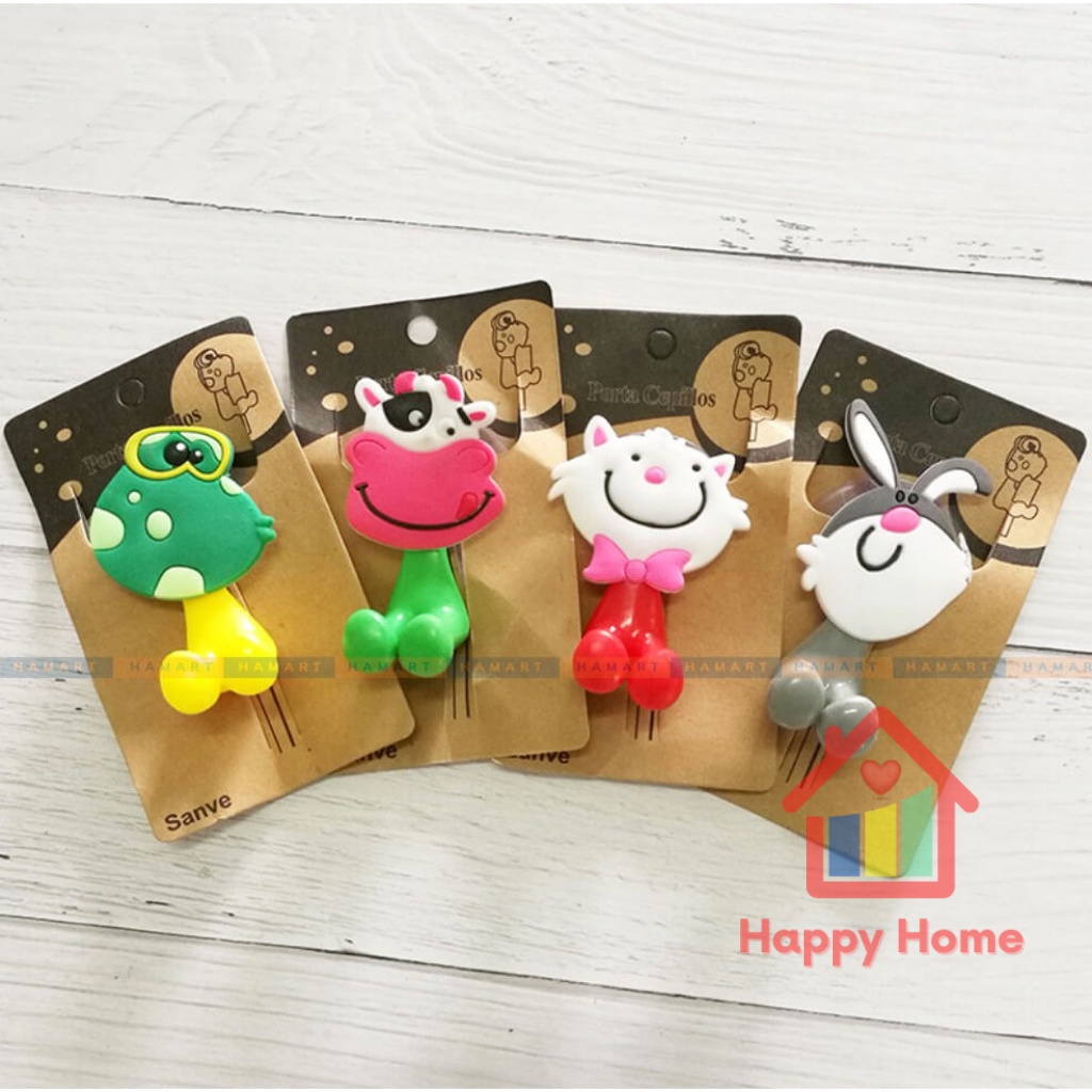 Kẹp treo bàn chải đánh răng, cáp sạc đáng yêu hút chân không Happy Home