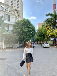 Chân váy dạ kẻ