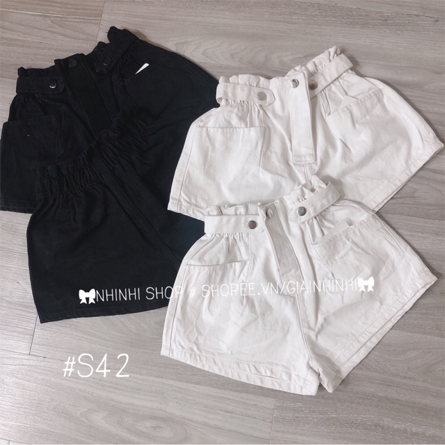 Quần short jean chun 2 khuy đai cạp cao, Quần đùi nữ chun giãn QS1267 - NhiNhi Shop