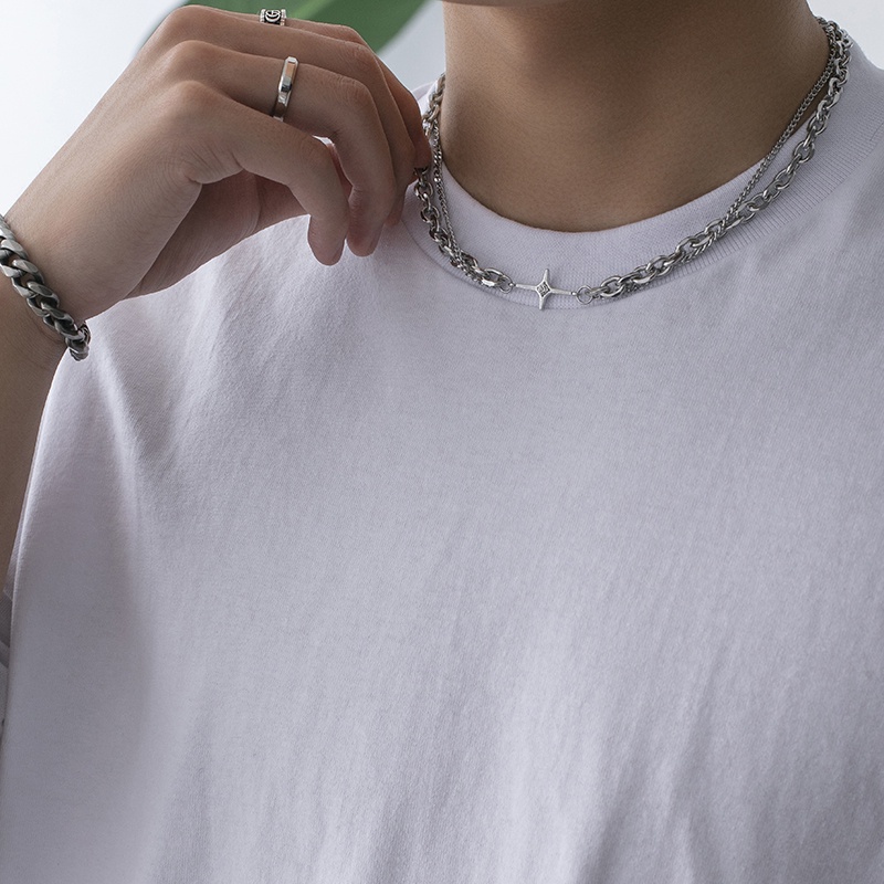 vòng cổ Hai Lớp Phong Cách Hip Hop Âu Mỹ Sang Trọng