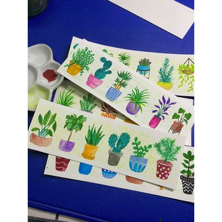 Bộ bookmark vẽ tay chậu cây (5c)