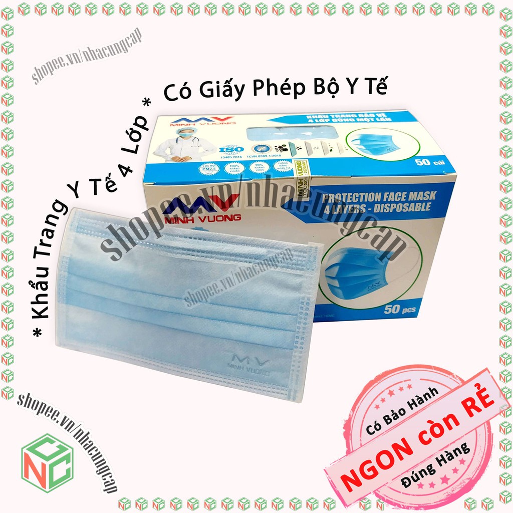 [Có Giấy Bộ Y Tế] Hộp 50 Cái Khẩu Trang Y Tế Công Nghệ Kháng Khuẩn 4 Lớp - NMV-KTYT4L-XANH