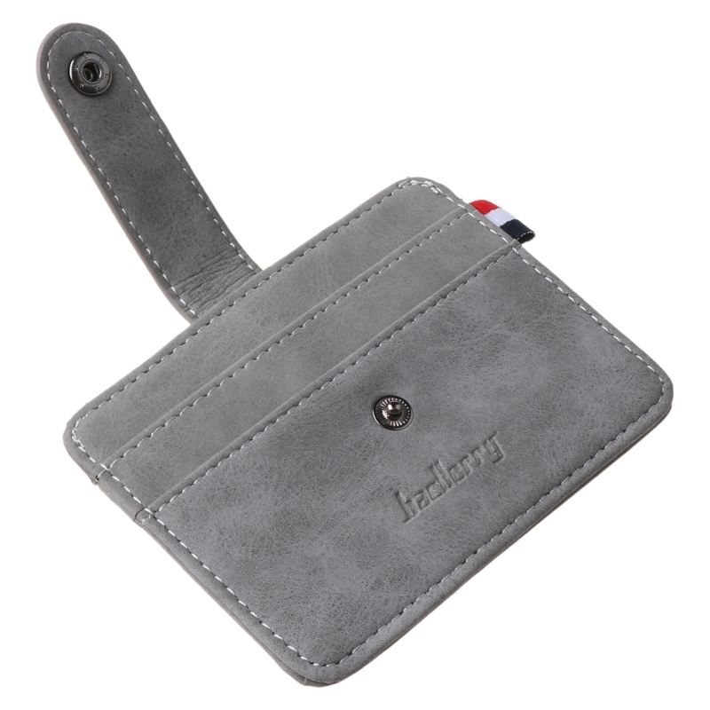 Ví đựng thẻ bằng da mỏng có nút bấm phong cách doanh nhân retro cho nam