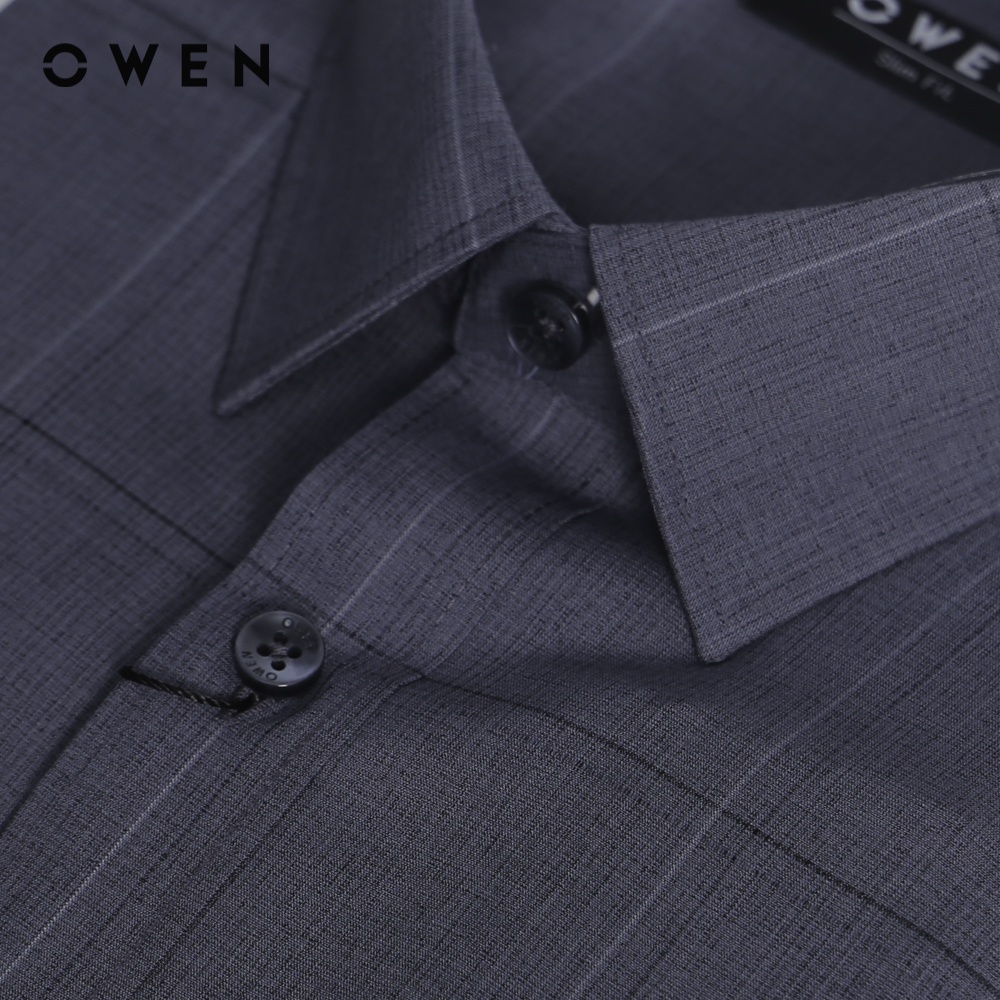 Áo sơ mi Nam dài tay Owen Slim Fit Nền ghi melange kẻ caro ghi đậm - AS220796D