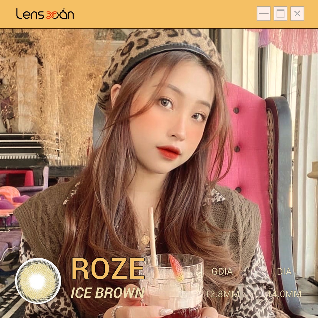 KÍNH ÁP TRÒNG ROZE ICE BROWN CỦA B.S.COR ( 6 THÁNG) : LENS NÂU RÊU VIỀN SÁNG TÂY | LENS XOẮN ( GIÁ 1 CHIẾC)