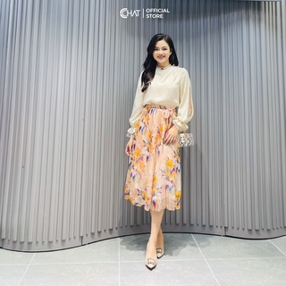 Chân váy dập ly bung hoạ tiết CCHAT