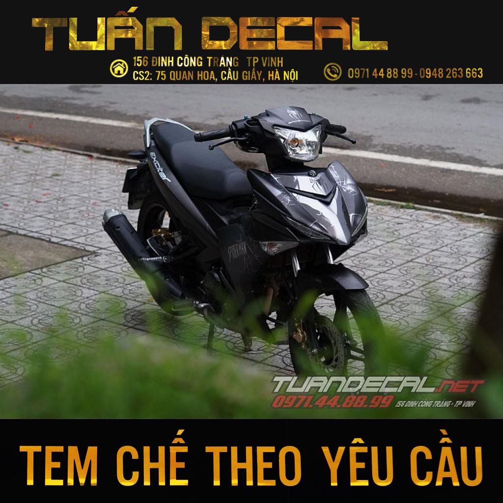 Tem Trùm Exciter 150 Spiderman Đen Nhám - Nhận thiết kế theo yêu cầu