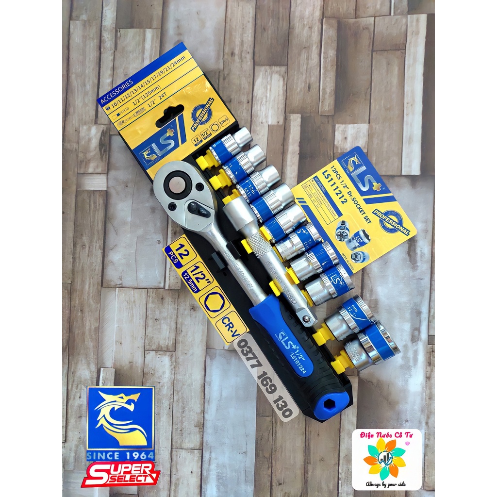 Bộ tuýp đa năng bộ khẩu vặn ốc 12 món 1/2inch Cần Tự Động LS