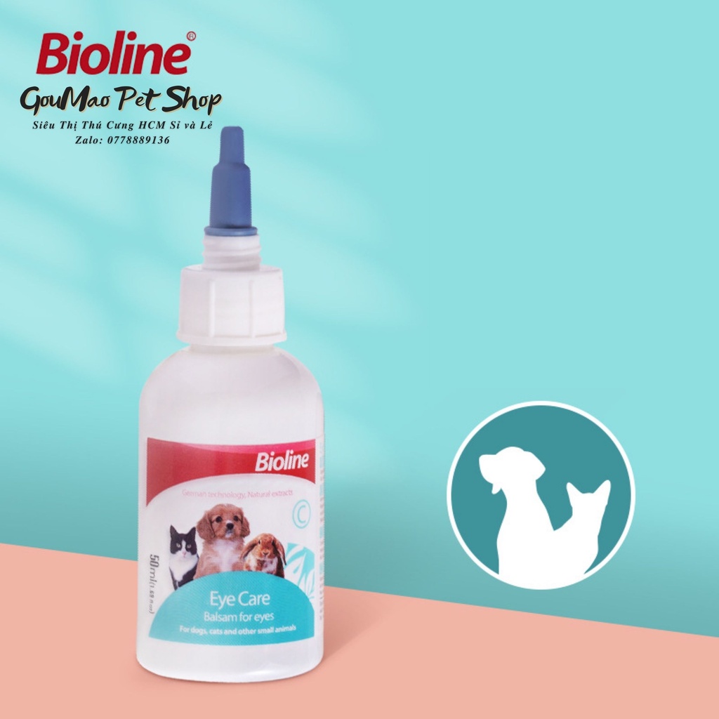 Dung dịch nhỏ mắt cho chó mèo Eye care Bioline - GOUMAO PET