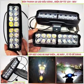 ĐÈN TRỢ SÁNG XE MÁY Ô TÔ 16TIM LED SIÊU SÁNG CHÍNH HÃNG