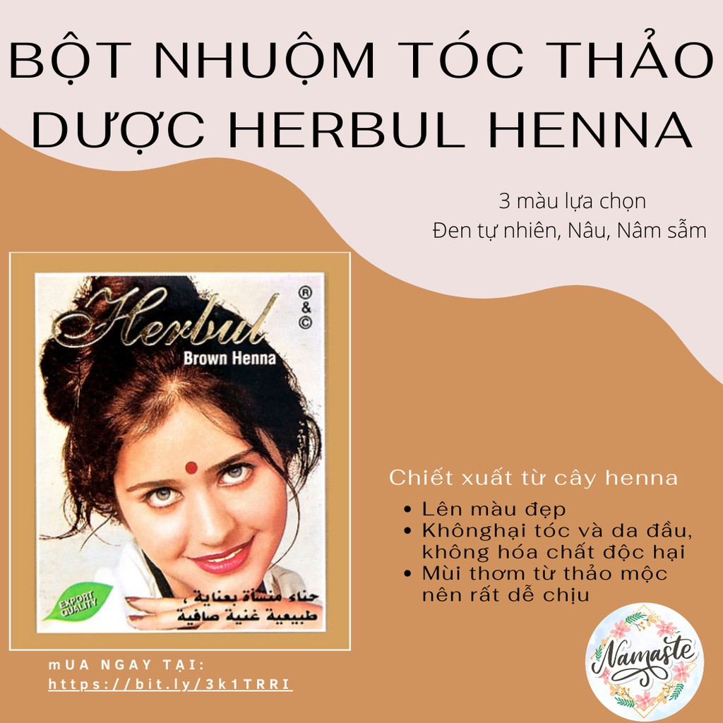 Bột nhuộm tóc thảo dược Herbul Henna - Màu Nâu