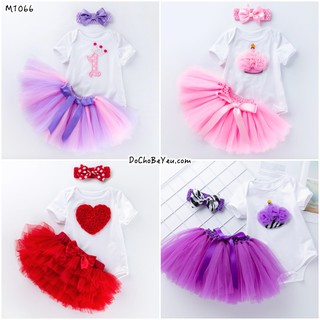 Set váy đầm tutu cho bé gái sơ sinh 3 món