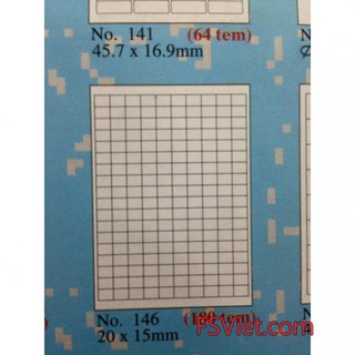 Decal tomy a4 146 180 tem  20×15mm đóng gói 100 tờ/ hộp