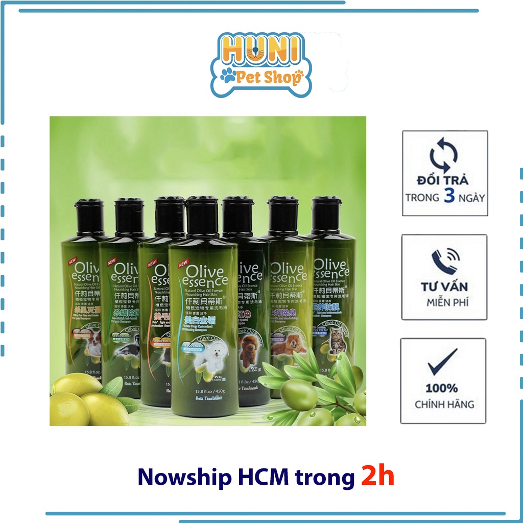 Sữa tắm chó Olive mùi thơm, hoàn toàn từ thiên nhiên lông trắng, lông nâu, poodle, dưỡng da - Huni petshop