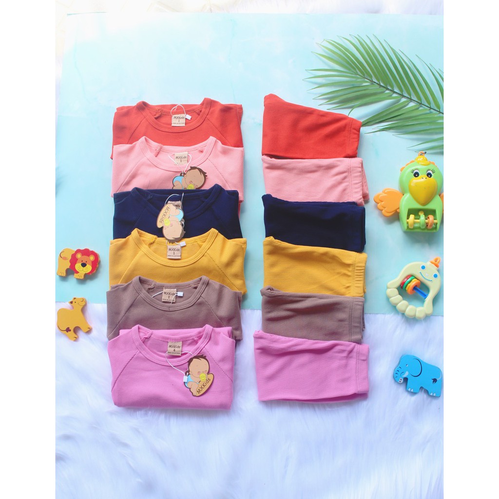 Bộ dài tay len gân hàng loại 1 TẶNG KÈM nón tỏi cho bé