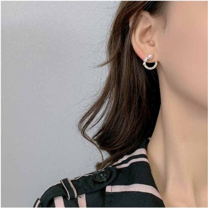 Khuyên tai mạ bạc đính hạt ngọc trai nhân tạo thời trang 2023 dành cho nữ