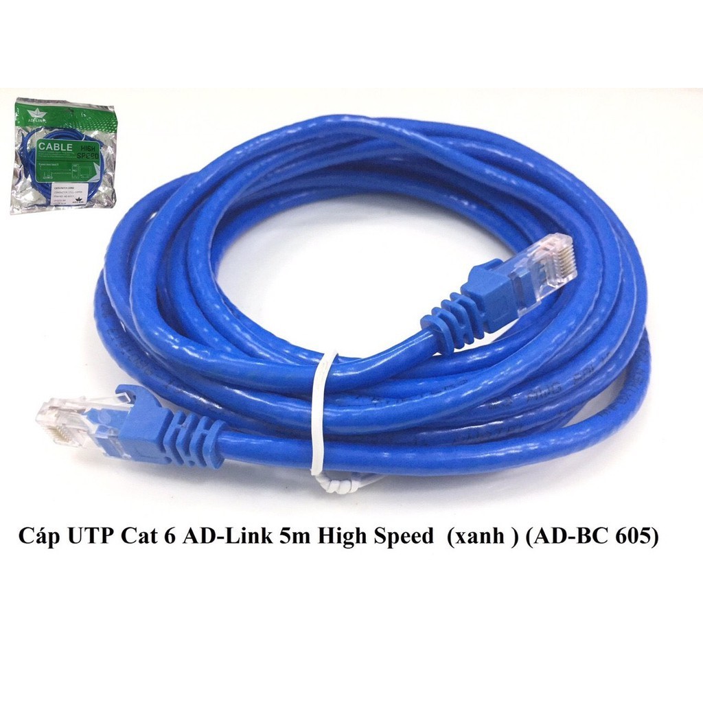 Cáp UTP CAT 6 AD-link 5 mét high speed màu xanh AD-6005B