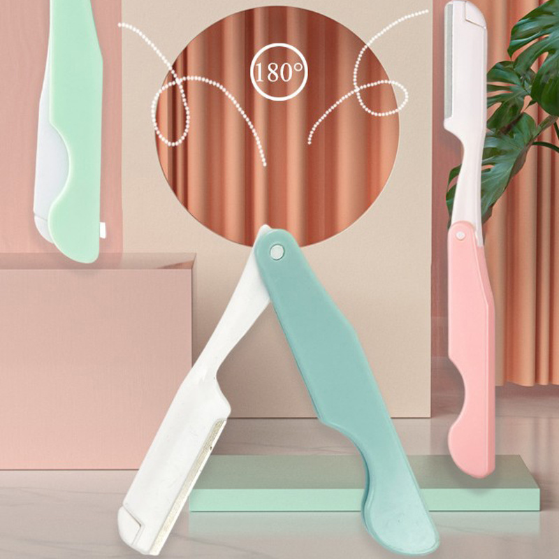 [Hàng mới về] Dao cạo tỉa lông mày bằng thép không gỉ gấp gọn lại được tiện lợi