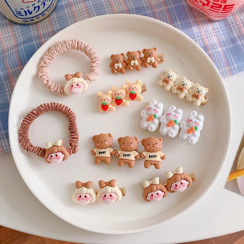 Dây Cột Tóc Cao Su Họa Tiết Thỏ / Gấu Phong Cách Hàn Quốc Ngọt Ngào WMES15H Giá Đỡ