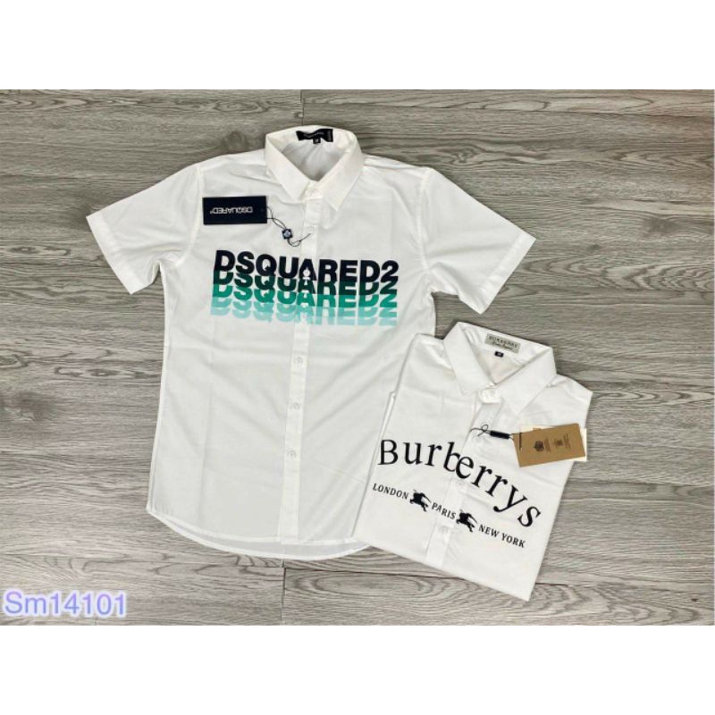 Áo Sơ Mi Nam Trắng Cộc Tay Nam Dsq - Burberry