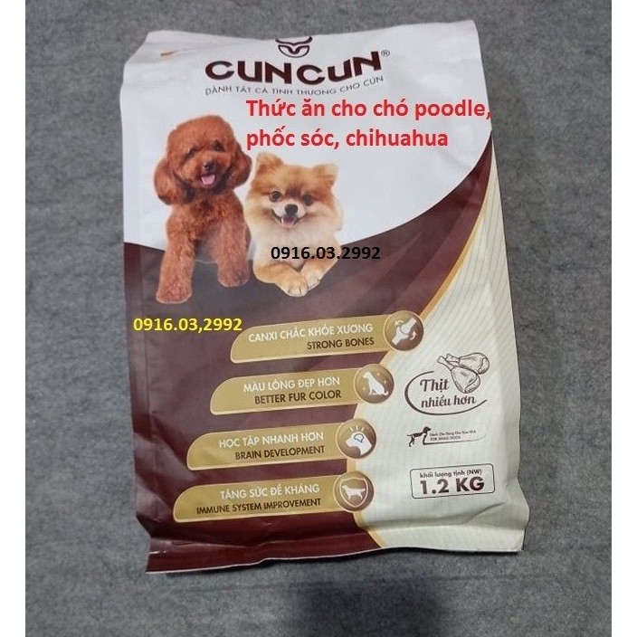 [Mã PET2405 giảm 10% đơn 250K] Thức ăn cho chó Cuncun - Dành cho chó poodle, phốc sóc, chihuahua [1,2kg]