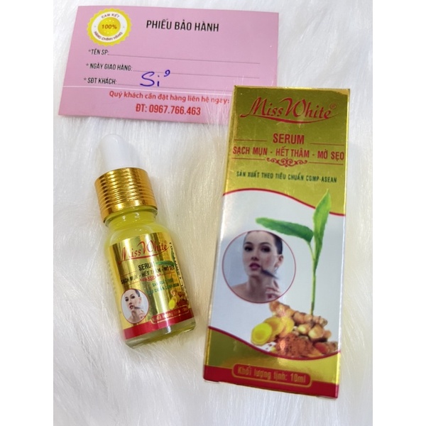 Combo kem Miss White mụn 6g + Serum nghệ 10ml + Srm trà xanh 100ml( cam kết hết mụn)