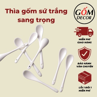 Thìa gốm sứ trắng - thìa pha cafe Bát Tràng chính hãng