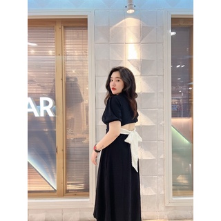 Váy maxi bigsize cột nơ lưng phối màu Holly (bigsize_giare)