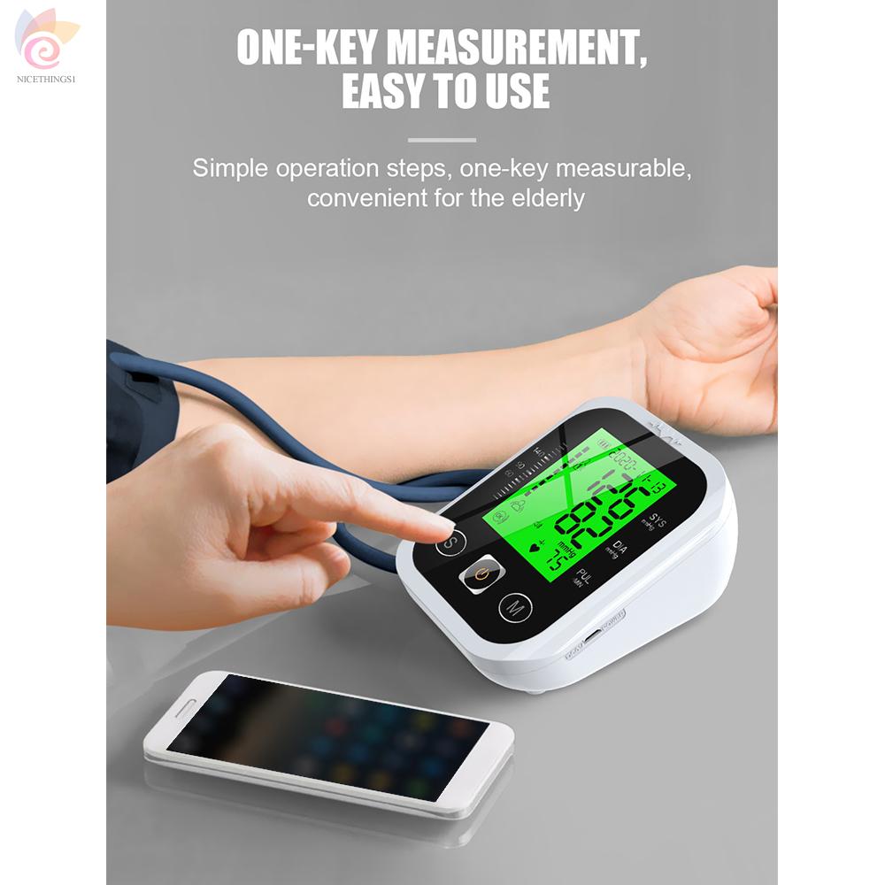 ET Arm Type Sphygmomanometer Automatic Upper Arm Electronic Blood Pressure Monitor LCD Digital Intelligent Measuring Instruments with Tri-color Lighting 2 Users 99 Groups Data Storage Portable