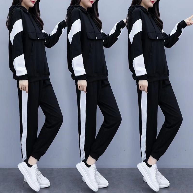 Bộ đồ hai mảnh áo tay dài dáng rộng size lớn  phong cách Hàn Quốc thời trang xuân thu