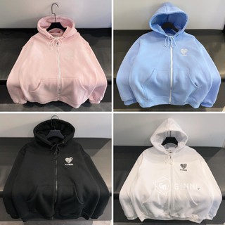 ÁO KHOÁC HOODIE HÀN QUỐC TRÁI TIM THÊU UNISEX