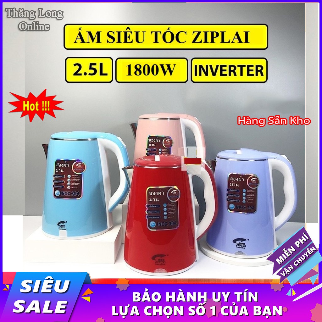 [Mã ELFLASH5 giảm 20K đơn 50K] Ấm siêu tốc jiplai 2 lớp đun sôi nhanh cách điện, cách nhiệt, siêu bền