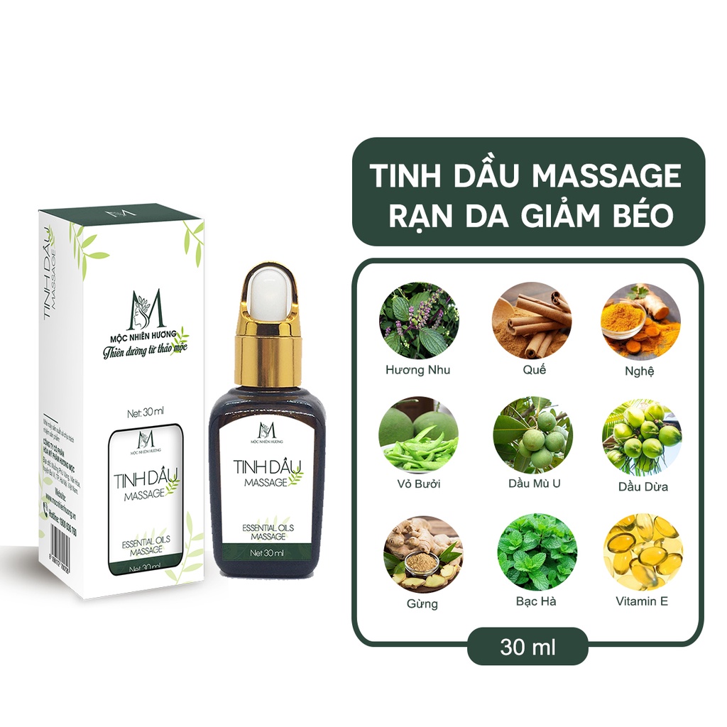 Tinh dầu massage nguyên chất Mộc Nhiên Hương 30ml hỗ trợ giảm cân, làm săn chắc da, đốt mỡ thừa, thư giãn