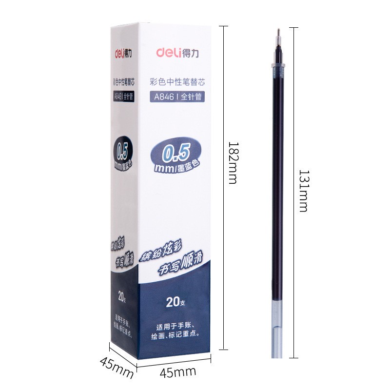 Bút Bi Gel 0.5mm 8 Màu Đen/Xanh Dương/Đen