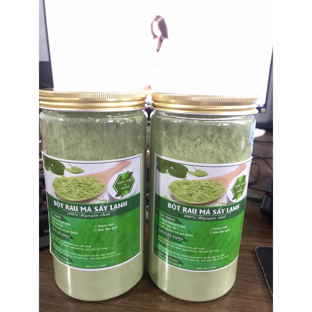 Bột rau má sấy lạnh nguyên chất, chất lượng, thơm ngon, tiện dụng (Hộp nắp bạc 500g)