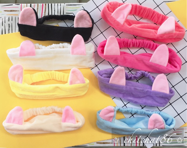 🌼🌼 [HCM có sẵn] Băng đô cài tóc tai mèo nhung dùng khi trang điểm cute - 15k (chọn mẫu)