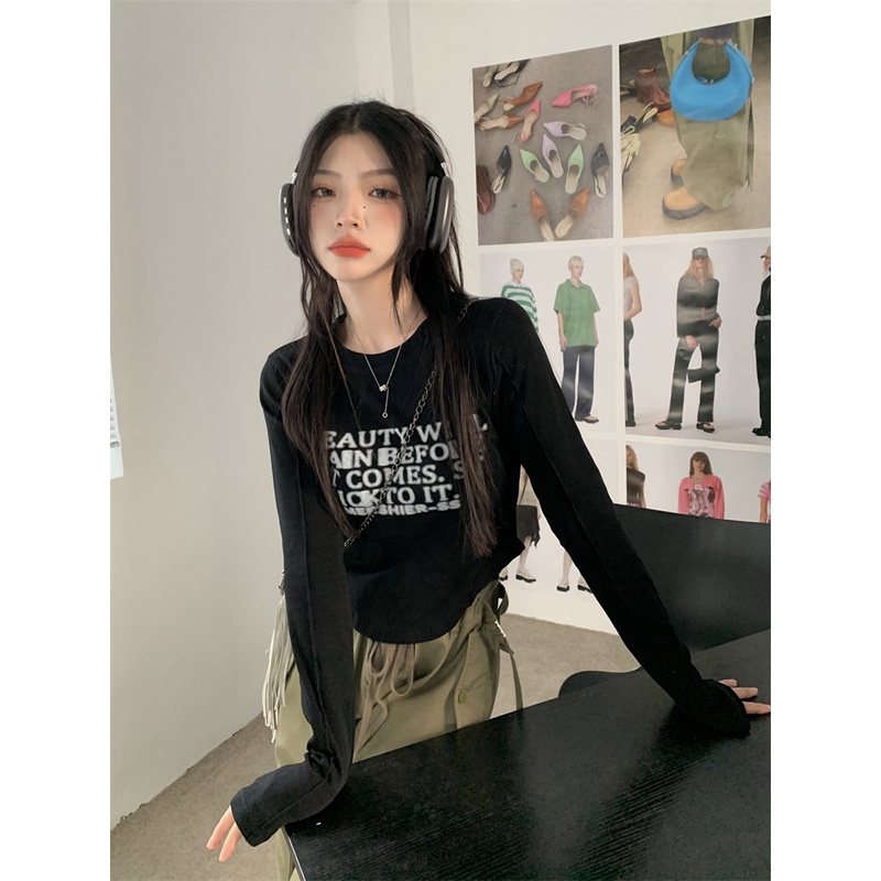 Áo Thun Dài Tay In Chữ Thời Trang Dành Cho Nữ