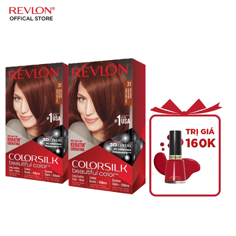 [Tặng kèm Nail] Bộ 2 hộp cùng màu Nhuộm Tóc Thời Trang Revlon Colorsilk 3D 120ml