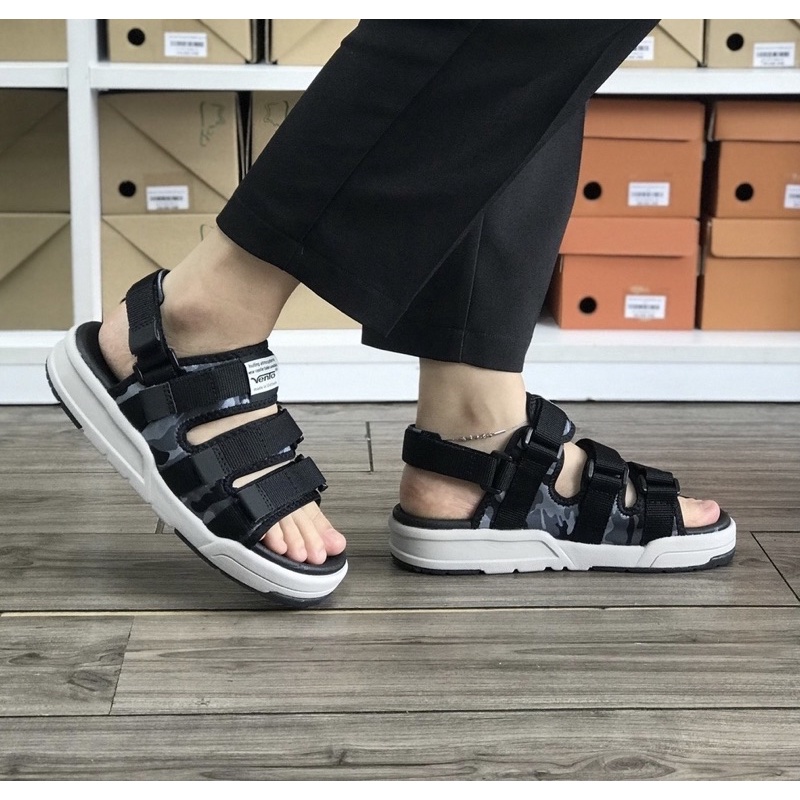 Giày sandal Vento Unisex nam nữ 3 quai, giày quai hậu VENTO - SD 1001 màu đen camo