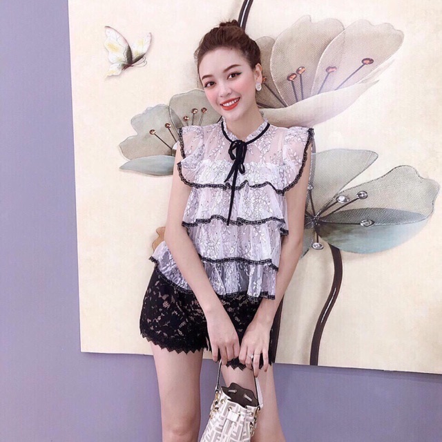 Áo ren nữ ❣️FREESHIP❣Áo ren nữ bèo tầng mây cánh tiên, hoa nhí trẻ trung- Áo ren nữ chất ren mềm mịn