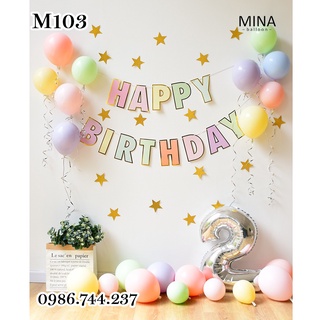 Set Bóng Trang Trí Sinh Nhật Vintage Kết Hợp Màu Pastel Nhẹ Nhàng