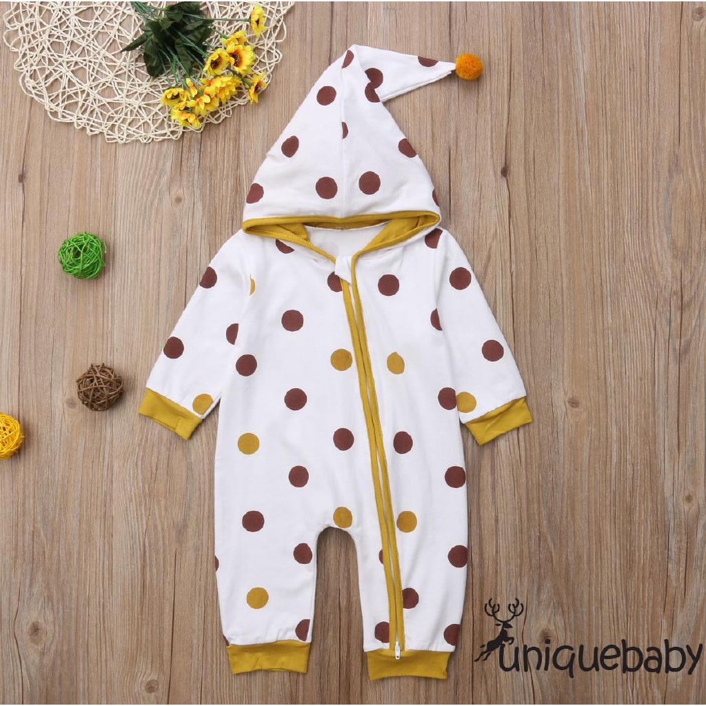 Áo Liền Quần Chấm Bi Có Nón Xinh Xắn Dành Cho Bé